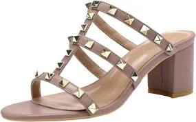 bbruriy Heeled Sandals with Studs for Womens Studded Strappy Chunky high heels Slingback Open toe block mid heel Dressy Pumps Shoes bbruriy Heeled Sandals with Studs for Womens Studded Strappy Chunky high heels Slingback Open toe block mid heel Dressy Pumps Shoes