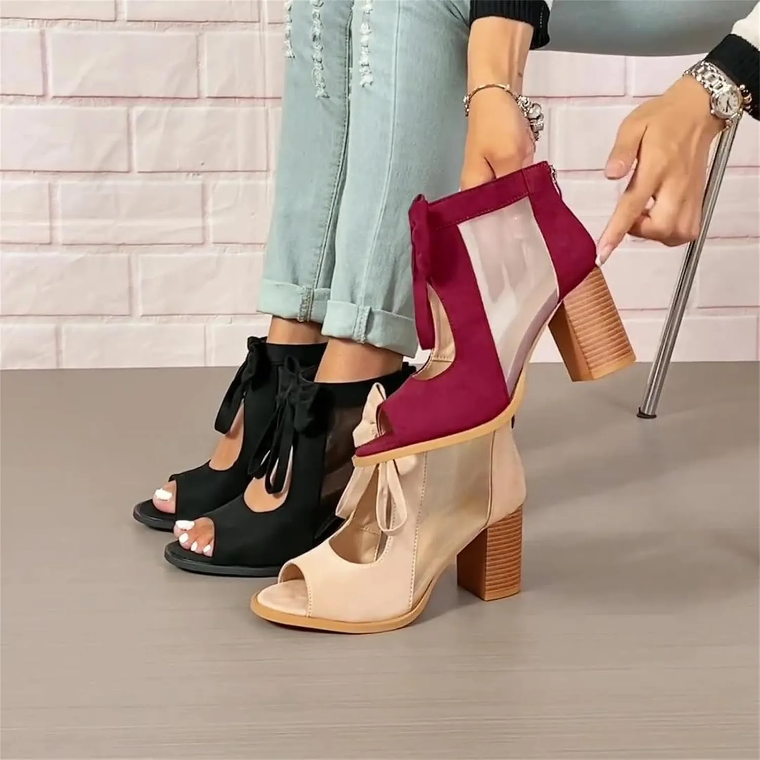 Chunky Heels For Women Dressy Open Toe Ankle Strap Pumps Shoes Chunky Block High Heels Casual Summer Heeled Sandals