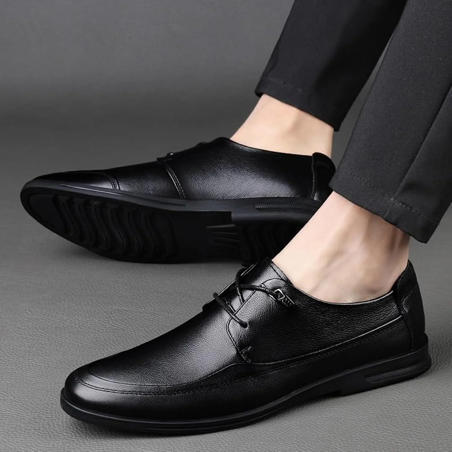 Classic Business Pointed Toe Leather Shoes Men's Luxury Dress Shoes Elegant Wedding Prom Non-Slip Oxford Classic Brogue Wedding Business