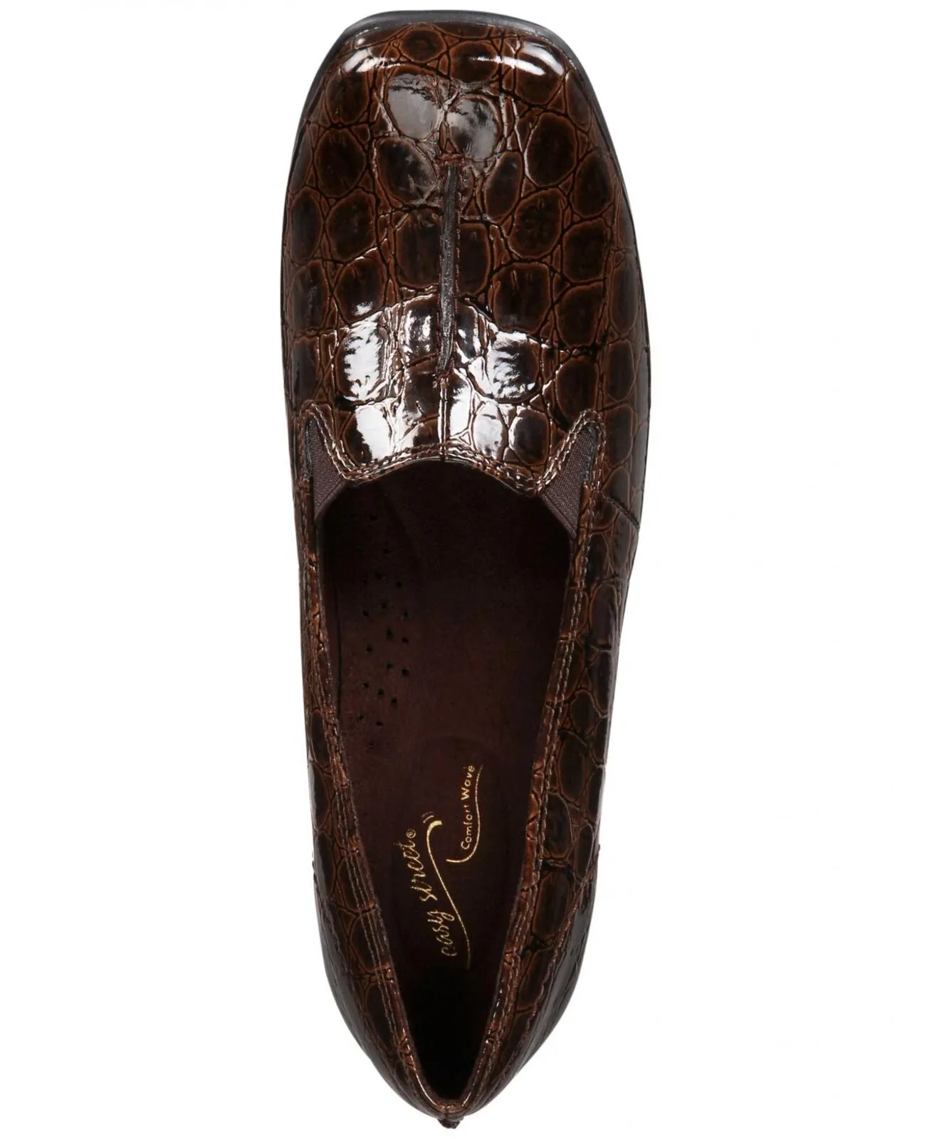 Easy Street Womens Purpose Slip On Shoes PURPOSE Brown Patent Croco 8.5M