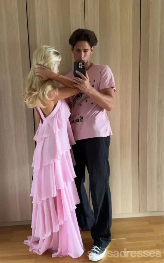 Elegant Pink A-Line Halter Maxi Dress for Parties and Prom - Long Evening Gown, Style 13515
