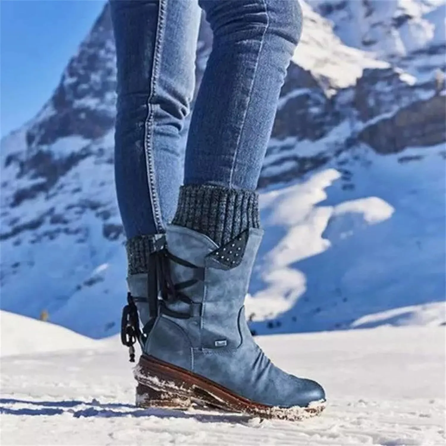 Fall Boots For Women 2024 Wide Calf Military Combat Boots Mid Calf Side Zipper Low Heel Motorcycle Riding Biker Boots