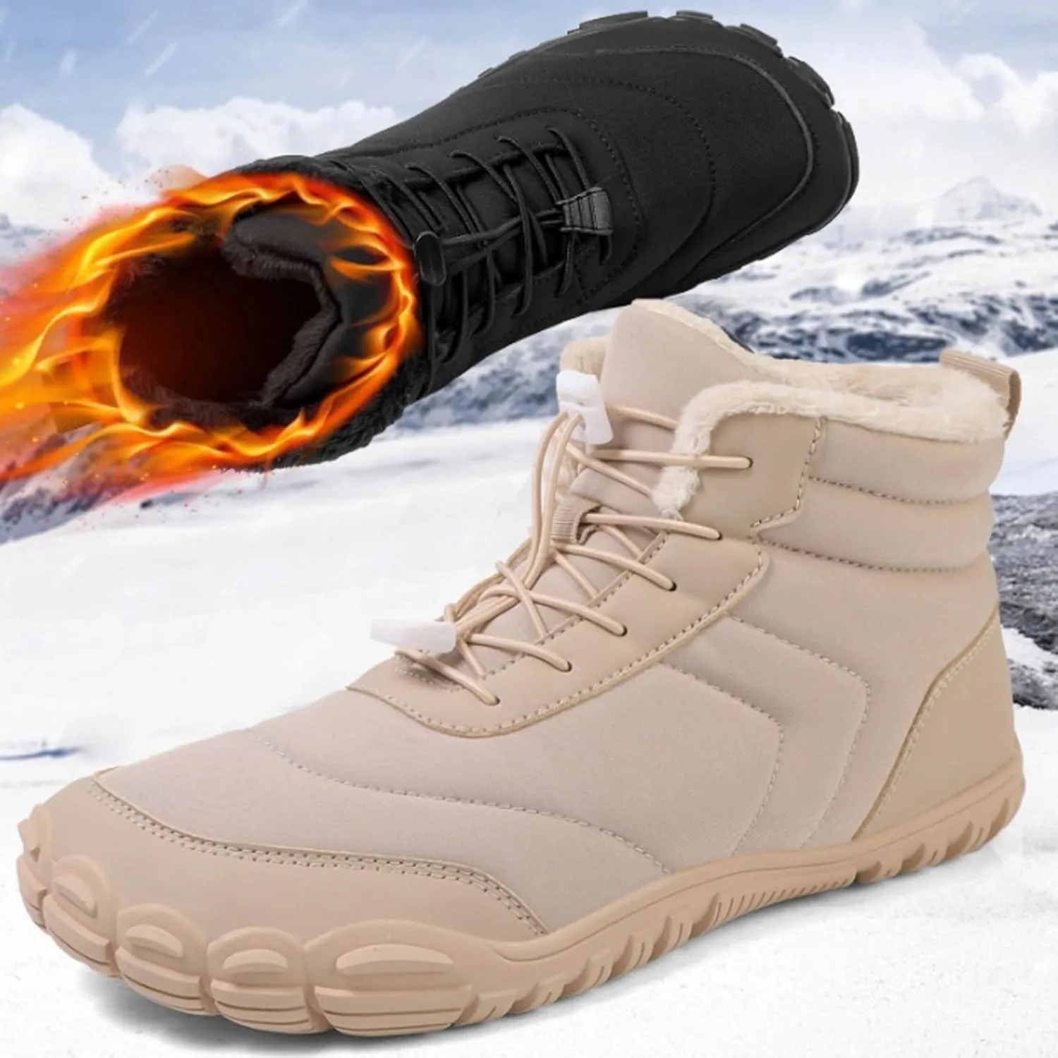 Fashion Snow Boots for Men and Women Plush Insulated Winter Boots Comfort Flat Soled Cold Insulated Boots