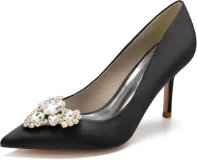 FufoneUS Women's Stiletto High Heel Dress Pumps Pointed Toe Bridal Wedding Evening Prom Shoes with Crystal,Black,10 FufoneUS Women's Stiletto High Heel Dress Pumps Pointed Toe Bridal Wedding Evening Prom Shoes with Crystal,Black,10