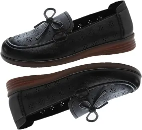 HESBITEUL Women's Casual Penny Loafers Driving Moccasins Comfort Slip on Flat Boat Shoes Walking Shoes with Bowknot