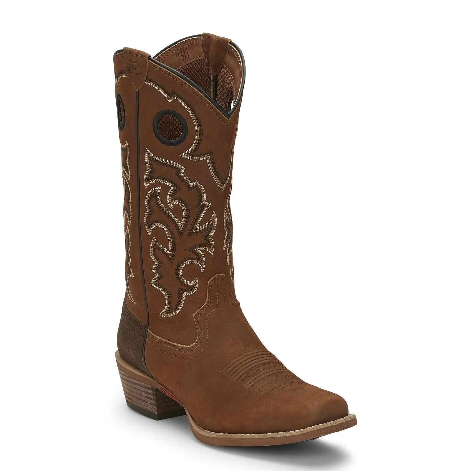Justin Men's Puncher Tan Western Square Toe Boots 7311