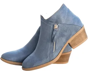 Lausiuoe Ankle Boots For Women Dressy Chunky Heel Vintage Cowgirl Boots Retro Short Wide Width Zipper Western Booties