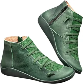 Lausiuoe Boots For Women Ankle Booties Sexy Vintage Retro Short Western Boots Casual Dressy Comfortable Flat Booties