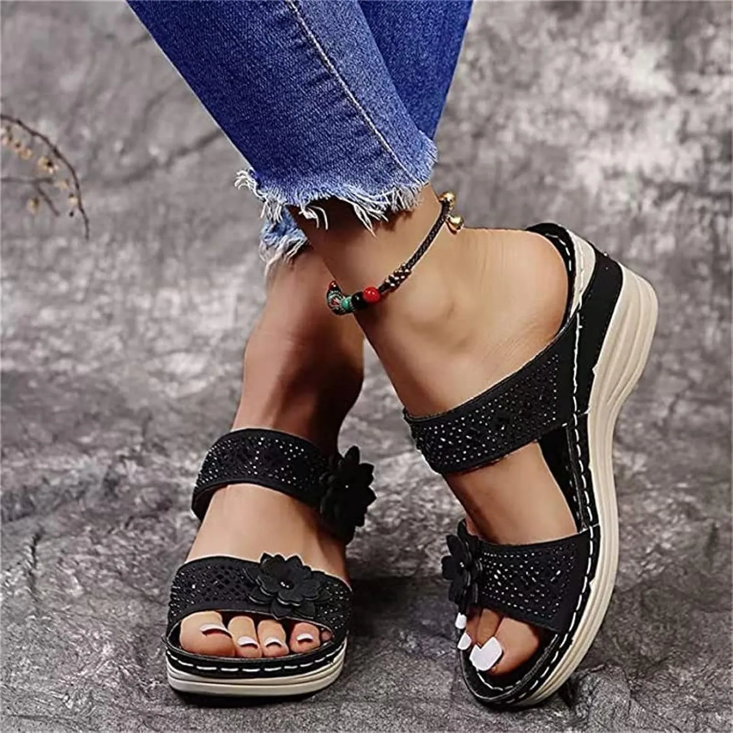 Lausiuoe Orthopedic Sandals For Women Arch Support Slide In Comfortable Wide Width Orthotic Casual Dressy Summer Sandals