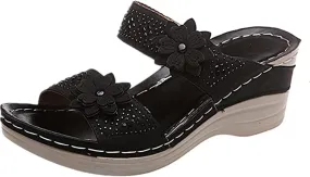 Lausiuoe Orthopedic Sandals For Women Arch Support Slide In Comfortable Wide Width Orthotic Casual Dressy Summer Sandals