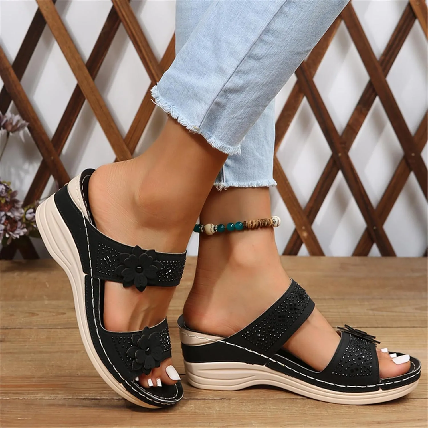 Lausiuoe Orthopedic Sandals For Women Arch Support Slide In Comfortable Wide Width Orthotic Casual Dressy Summer Sandals