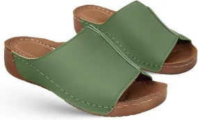 Lausiuoe Orthopedic Sandals For Women Dressy Summer Fashion Orthotic Slides Ladies Comfy Slip On Slippers With Arch Support
