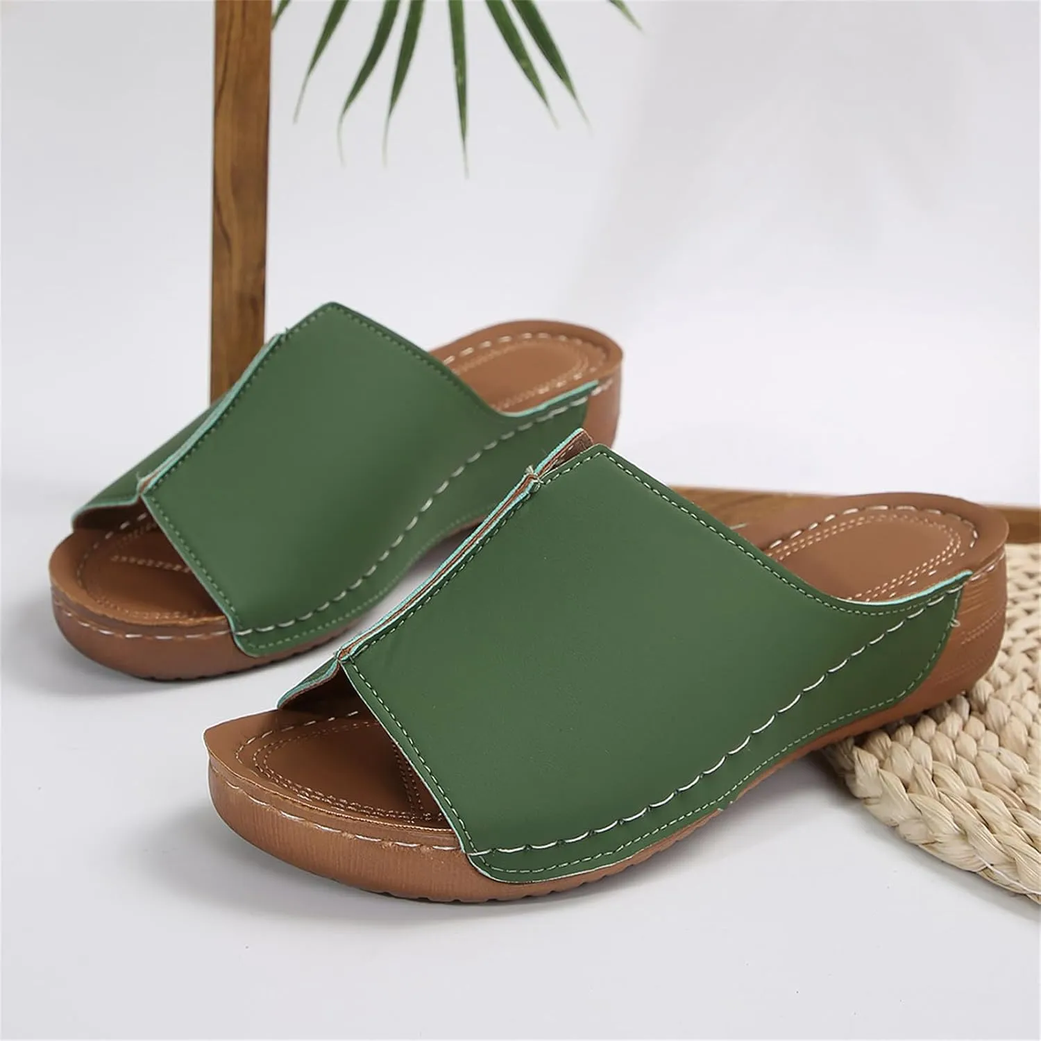 Lausiuoe Orthopedic Sandals For Women Dressy Summer Fashion Orthotic Slides Ladies Comfy Slip On Slippers With Arch Support