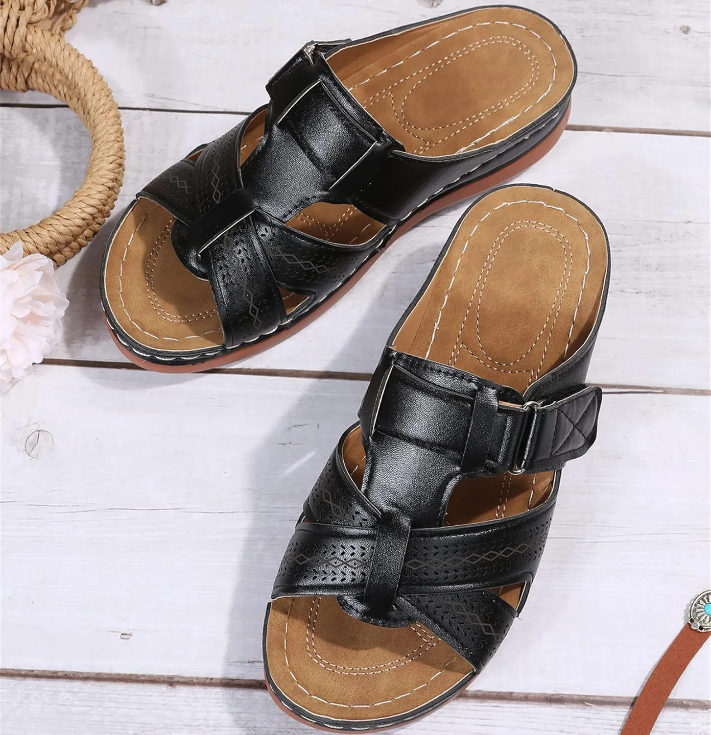 Lausiuoe Orthopedic Sandals For Women Elegant Orthotic Slides Comfort Plantar Fasciitis Arch Support Fashion Flip Flops