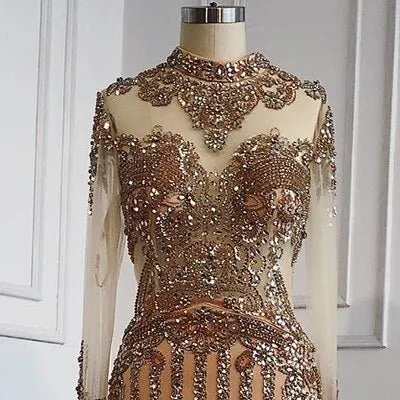 Leannaa Luxury Mermaid Train Evening Dress