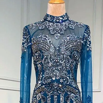 Leannaa Luxury Mermaid Train Evening Dress
