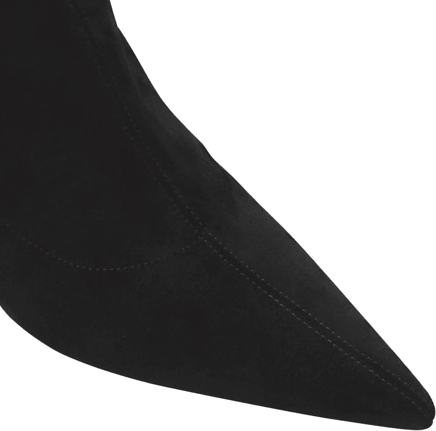 LEHOOR Sexy High Heels Thigh High Stiletto Boots Women Pointed Toe Stretch Zip Kitten Heel Suede Over Knee Boots 4-11 M US