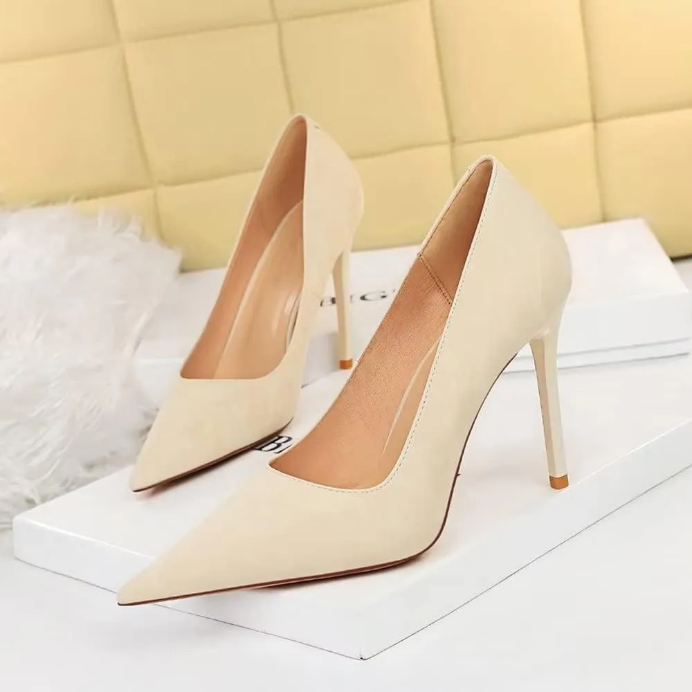 LUXINYU,Women Pointed Toe Vintage Heels Fashion Stiletto Elegant Ladies Pumps Shallow Sexy Heeled Dress Comfort Work Shoes