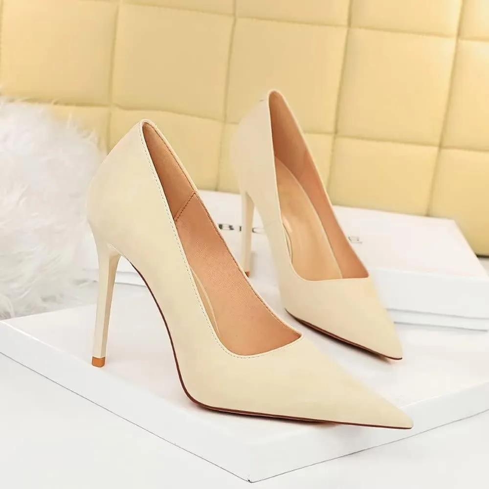 LUXINYU,Women Pointed Toe Vintage Heels Fashion Stiletto Elegant Ladies Pumps Shallow Sexy Heeled Dress Comfort Work Shoes