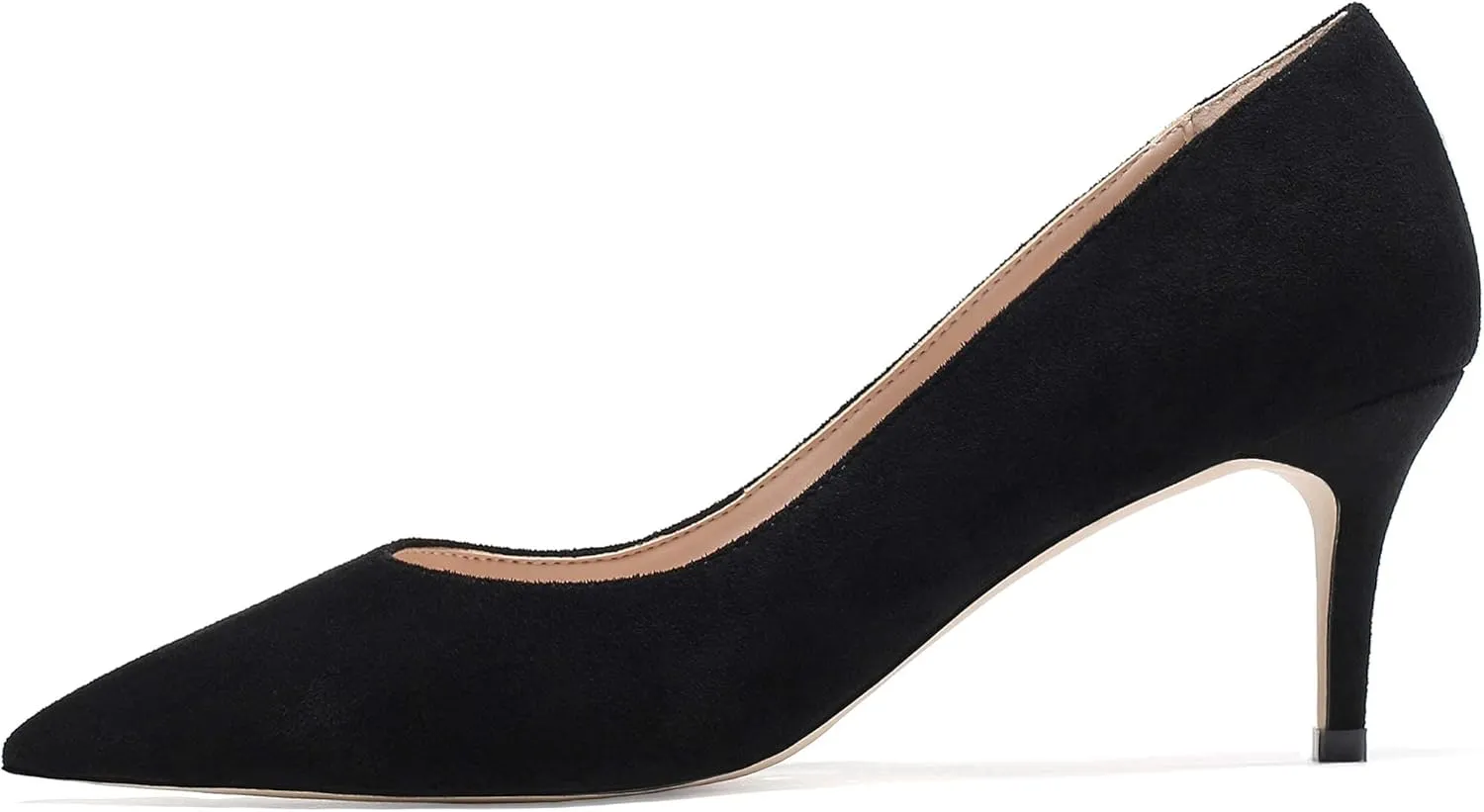 Mettesally Women's Kitten Heels Pointed Toe Suede Pumps Mid Heel Comfortable Slip On Party Dress Shoes