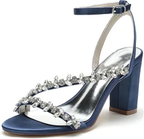 Minishion Womens Wedding Party Sandals Slingback Evening Prom Shoes with Rhinestones BR129