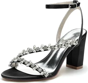 Minishion Womens Wedding Party Sandals Slingback Evening Prom Shoes with Rhinestones BR129