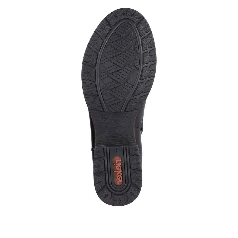 RIEKER ROUCHED MID BOOTIE BLACK - WOMENS