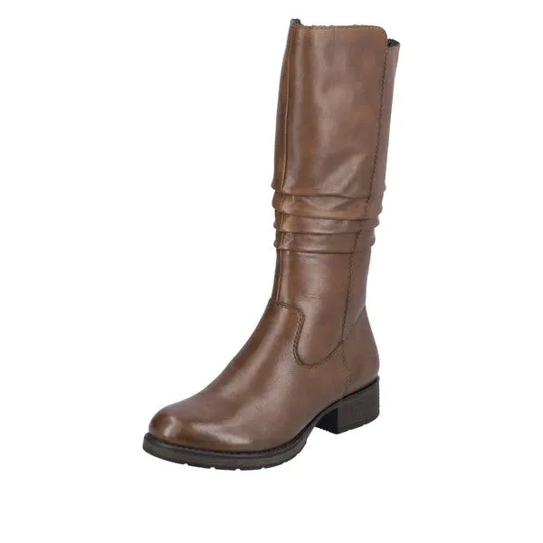 RIEKER ROUCHED MID BOOTIE CHESTNUT - WOMENS