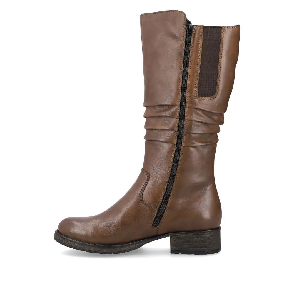 RIEKER ROUCHED MID BOOTIE CHESTNUT - WOMENS