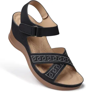 SHIBEVER Women's Wedge Sandals Platform: Comfortable Dressy Arch Support - Summer Open Toe Women Sandals