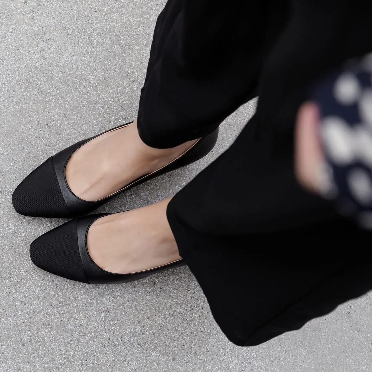 SHODENSE Women Cap Toe Flats Shoes Slip On Two Tone Square Round Toe Ballet Flats Comfortable Matte Leather Flat Heel Dress Shoes Patchwork Elegant Daily Casual Fall Driver Office Flats 4-11 M US