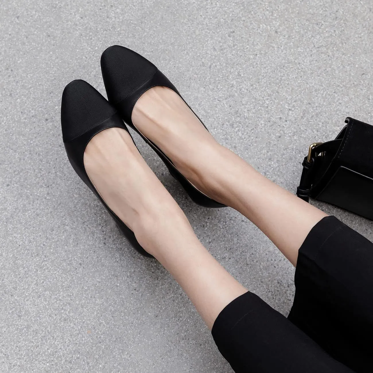 SHODENSE Women Cap Toe Flats Shoes Slip On Two Tone Square Round Toe Ballet Flats Comfortable Matte Leather Flat Heel Dress Shoes Patchwork Elegant Daily Casual Fall Driver Office Flats 4-11 M US