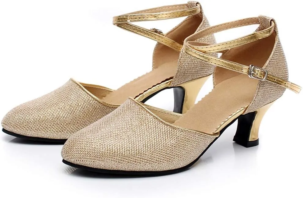 Shoes Dance Shoe Sequins Women's Social Ballroom Shoes Latin Dancing Tango Women's Middle Leather Riding Boots