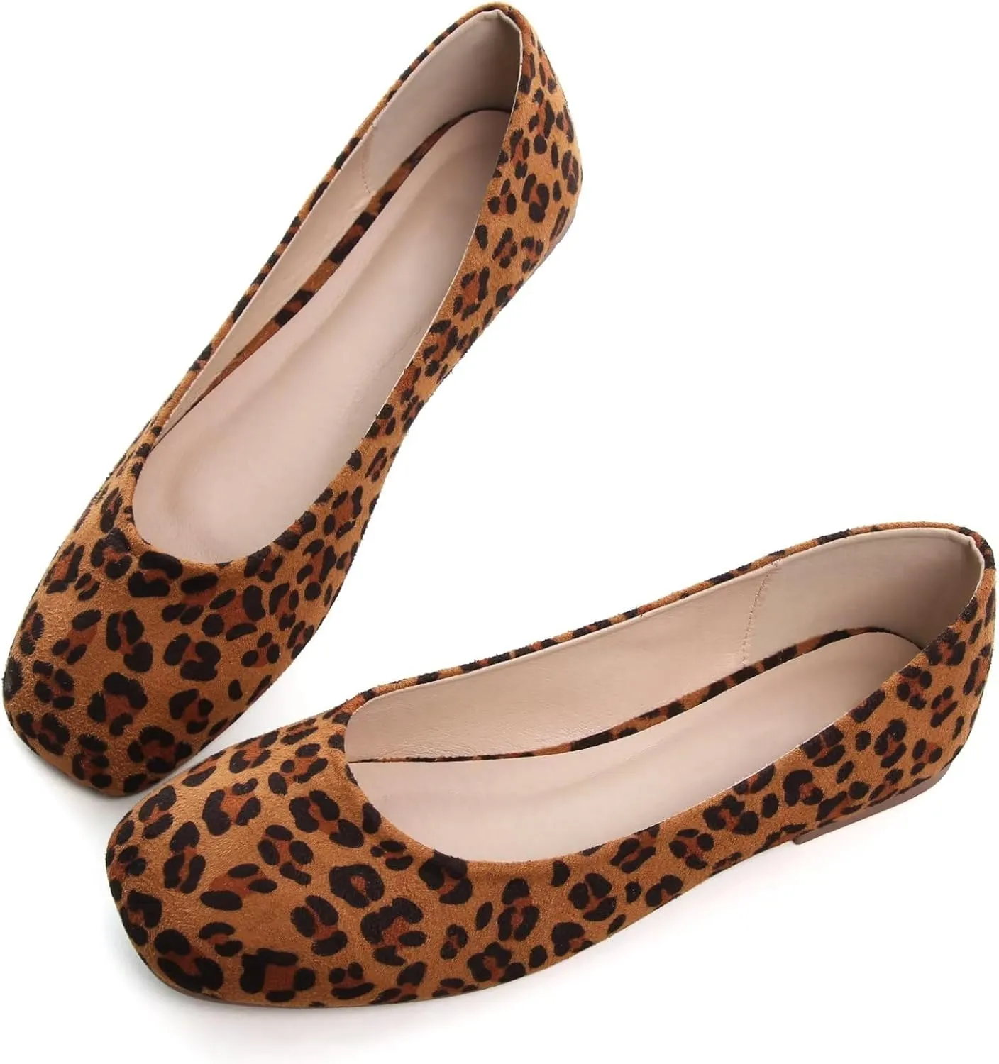 TN TANGNEST Women's Ballet Flats Cute Square Toe Dress Flats Soft Work Flats