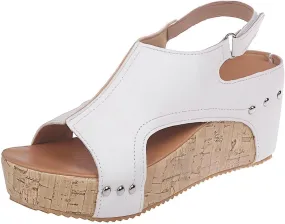 Wedge Sandals for Women Orthopedic Open Toe Slip On Sandals Comfort Cork Footbed Leather Platform Slides Sandal Casual & Dressy Summer Shoes