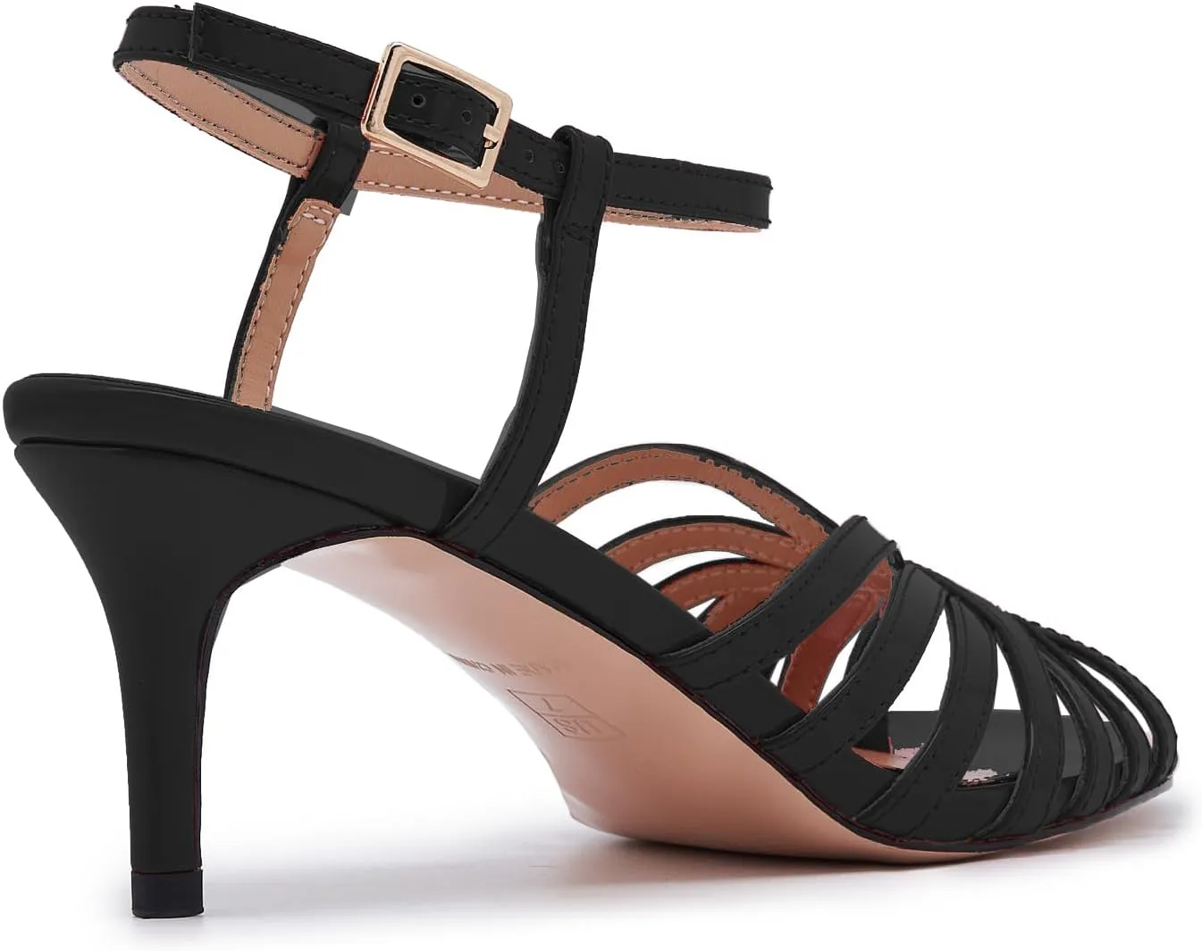 Women's Black and Gold Heels  Strappy Patent Leather Open Toe Sandals with Ankle Strap  Elegant High Heels for Party, Wedding, or Evening