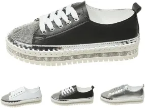 Women's Fashion Rhinestone Slip On Sneakers Casual Comfort Platform Walking Shoes Glitter Bling Lace Up Loafers Women's Fashion Rhinestone Slip On Sneakers Casual Comfort Platform Walking Shoes Glitter Bling Lace Up Loafers
