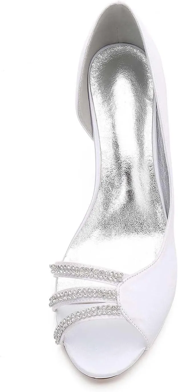 Womens Wedding Shoes Women's Rhinestone-Accented High Heel Mary Jane Pumps with Round Toe & Ankle Strap Elegant & Wedding, Bridal Party, Work, & Dress Shoes(Blue,8)